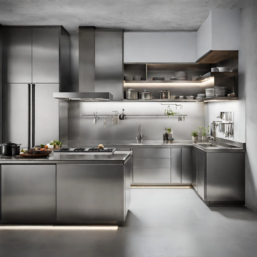 esempio di cucina inox ad angolo