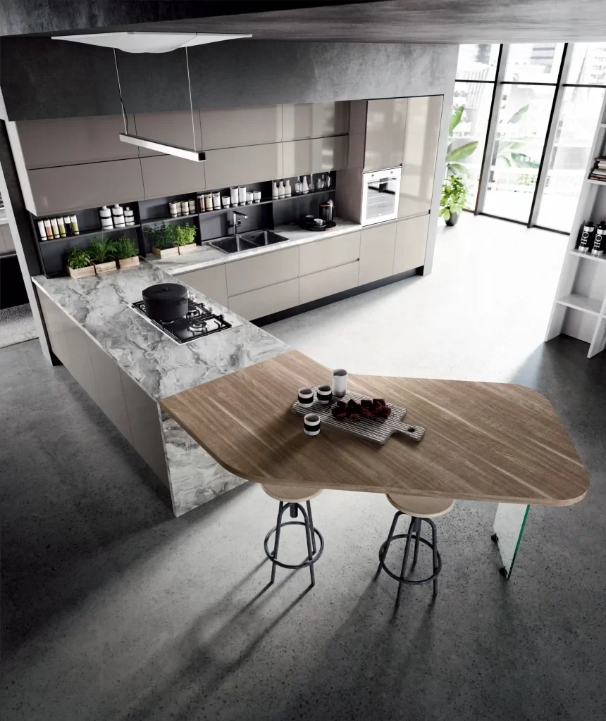 Cucina con penisola moderna minimale