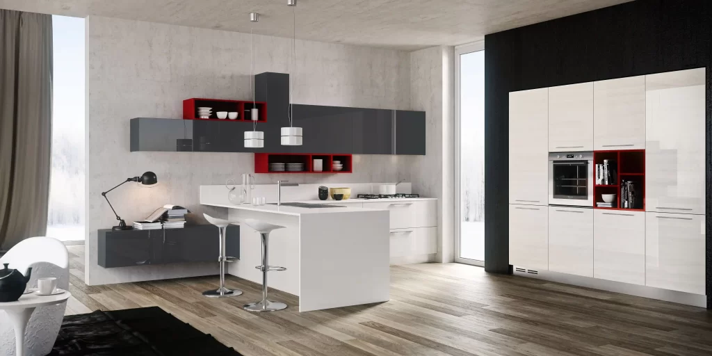 Cucina con isola centrale a Muro