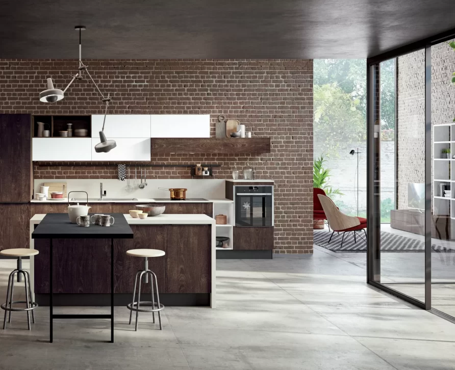 Cucina open space con materiali di alta qualità
