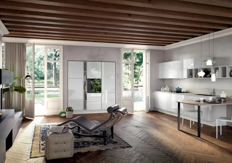 Open space cucina in stile moderno e naturale